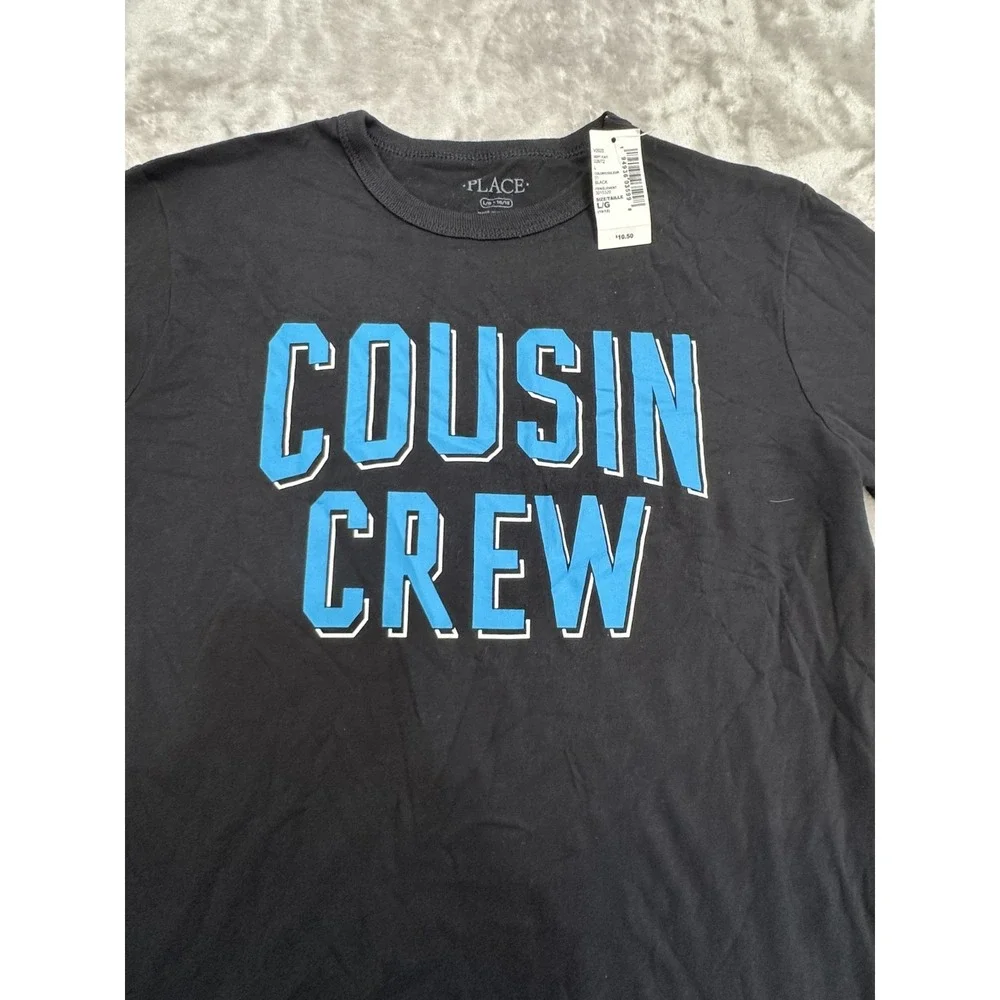 Children's Place Cousin Crew T-Shirt Boys Size Large 10/12 Black Long Sleeve NWT